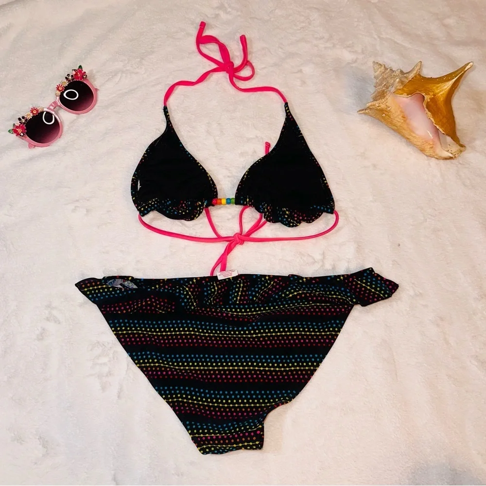 Polka dot rainbow 2 piece swimsuit